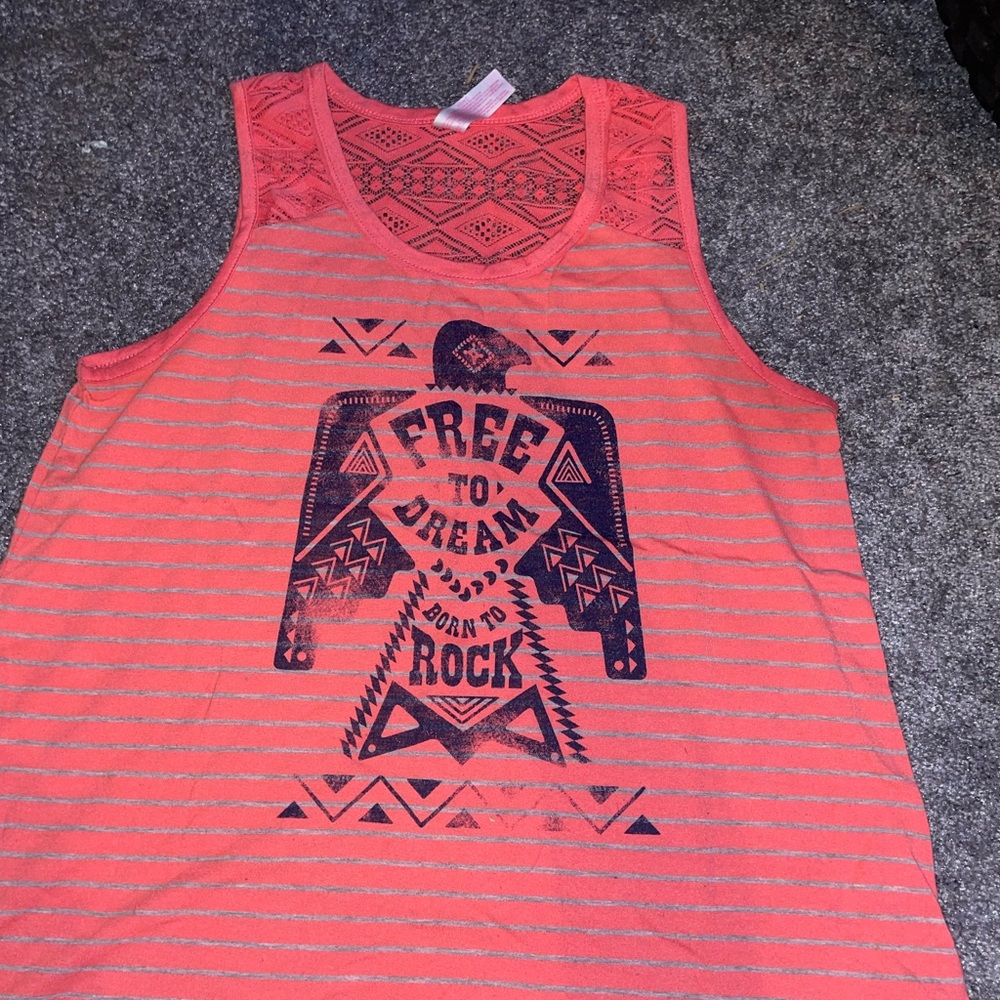 Coral Tank Top with Graphic Print